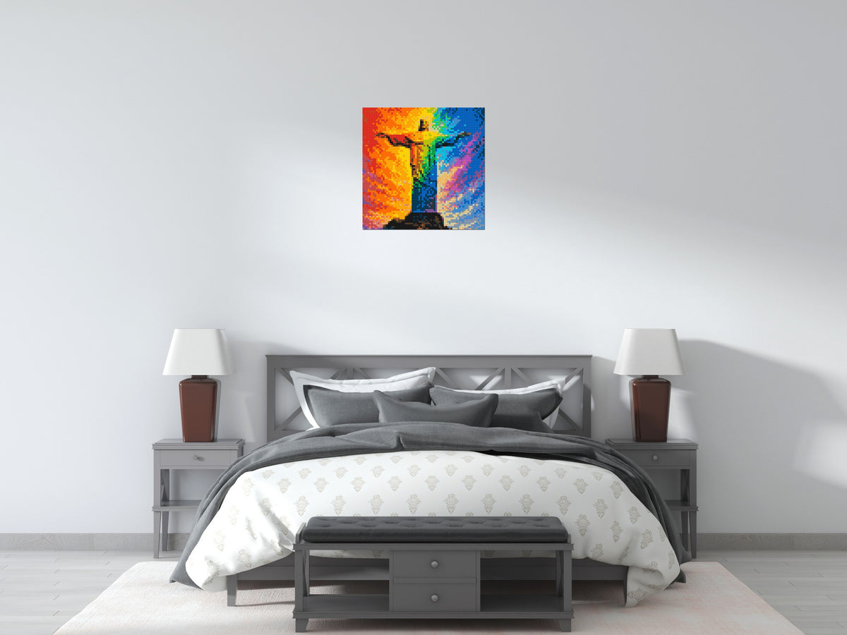 Brazil's Rio de Janeiro Christ the Redeemer Vibrant Post-Impressionist - Brick Art Mosaic Kit 3x3 scene