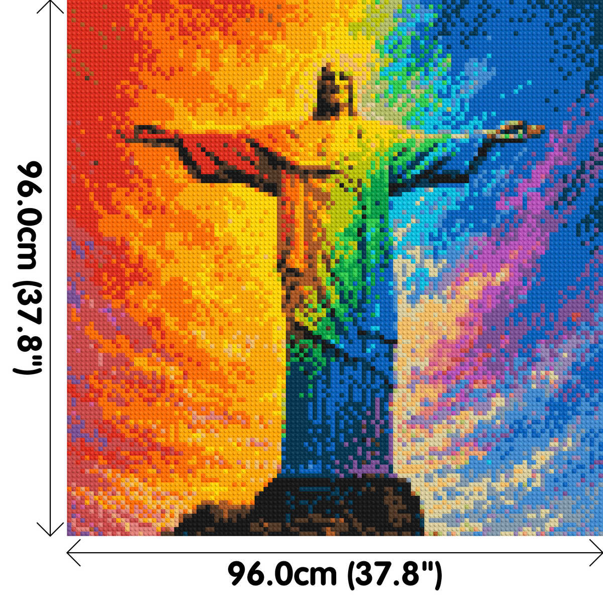 Brazil's Rio de Janeiro Christ the Redeemer Vibrant Post-Impressionist - Brick Art Mosaic Kit 5x5 dimensions