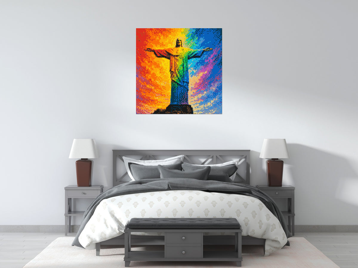 Brazil's Rio de Janeiro Christ the Redeemer Vibrant Post-Impressionist - Brick Art Mosaic Kit 5x5 scene