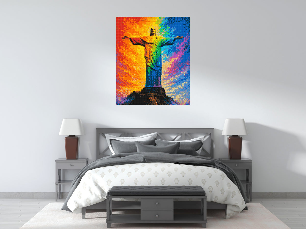 Brazil's Rio de Janeiro Christ the Redeemer Vibrant Post-Impressionist - Brick Art Mosaic Kit 5x6 large