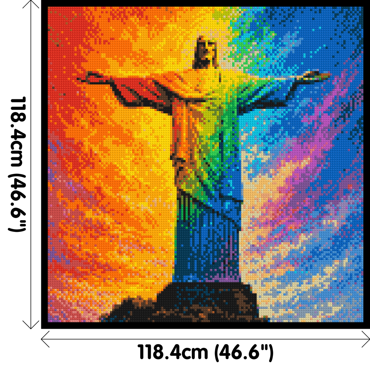 Brazil's Rio de Janeiro Christ the Redeemer Vibrant Post-Impressionist - Brick Art Mosaic Kit 6x6 dimensions with frame