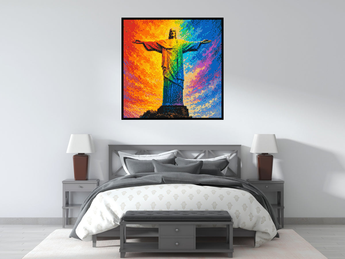 Brazil's Rio de Janeiro Christ the Redeemer Vibrant Post-Impressionist - Brick Art Mosaic Kit 6x6 large