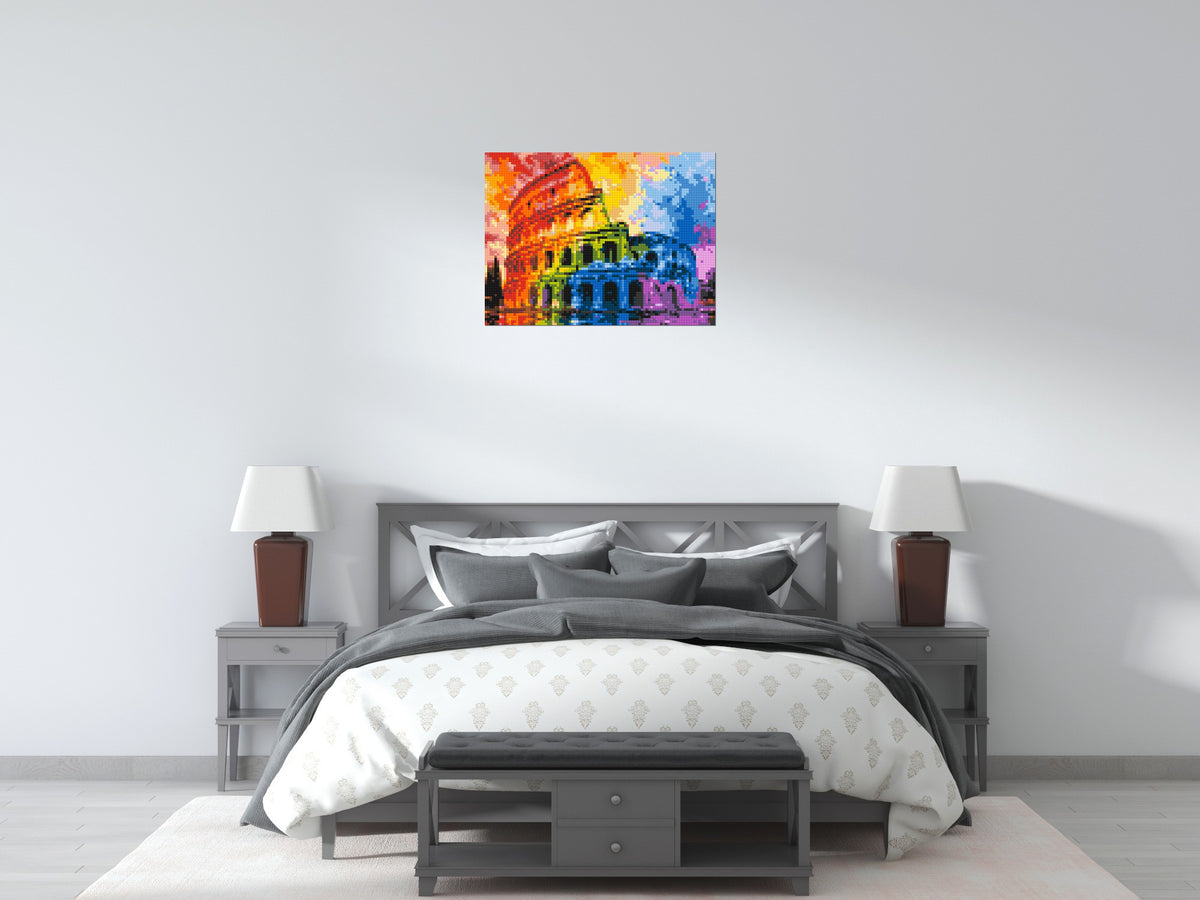 Rome Colosseum Vibrant Watercolor Art - Brick Art Mosaic Kit 4x3 scene
