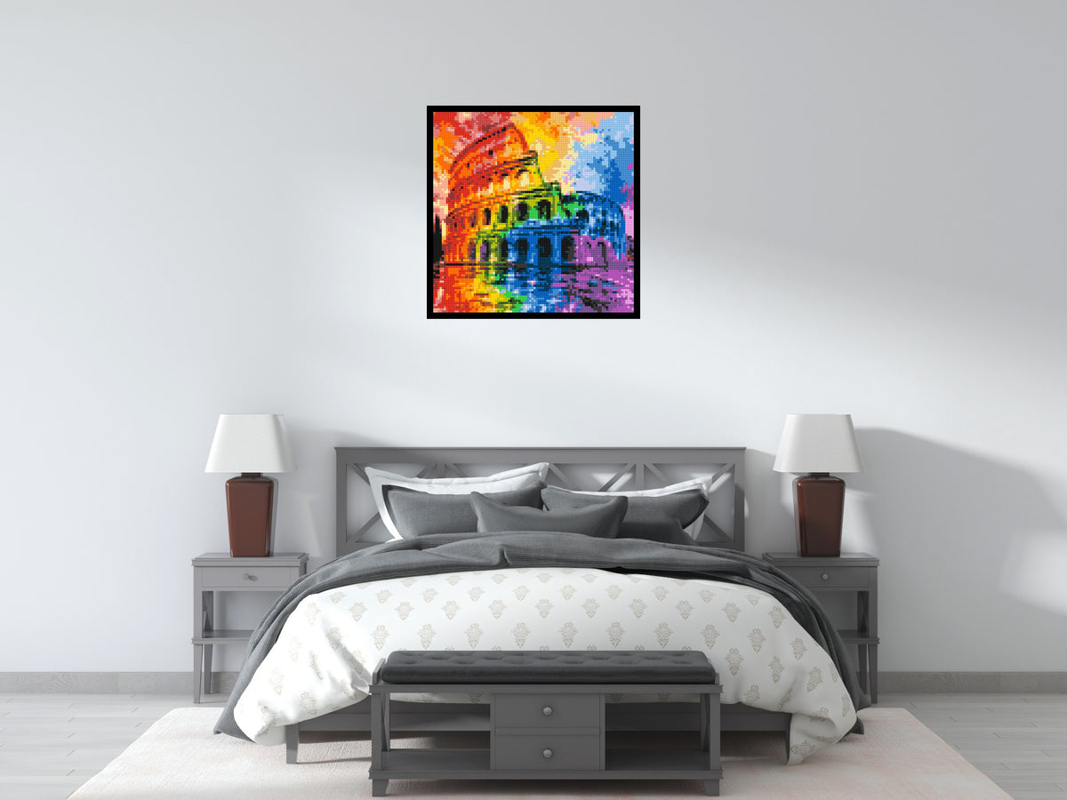 Rome Colosseum Vibrant Watercolor Art - Brick Art Mosaic Kit 4x4 large