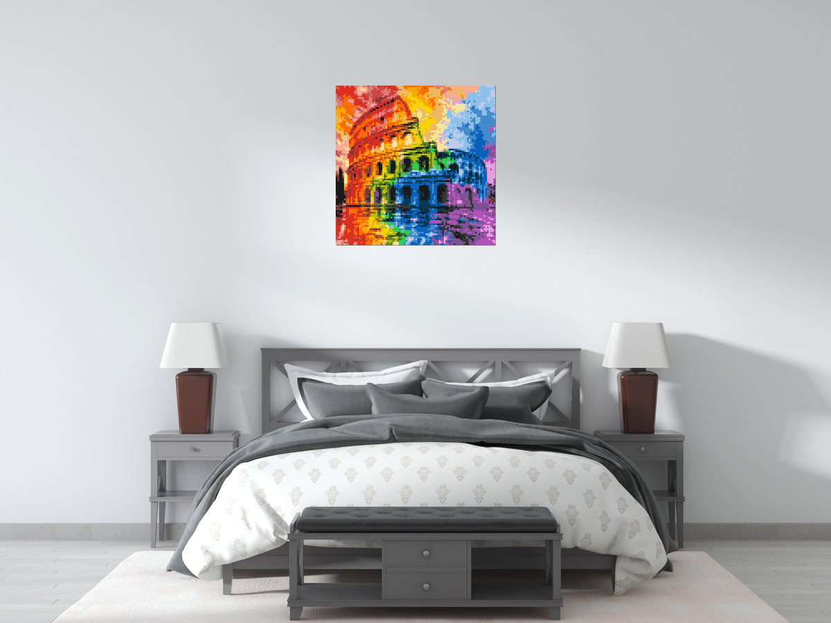 Rome Colosseum Vibrant Watercolor Art - Brick Art Mosaic Kit 4x4 scene