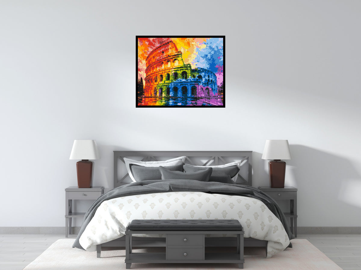 Rome Colosseum Vibrant Watercolor Art - Brick Art Mosaic Kit 5x4 large