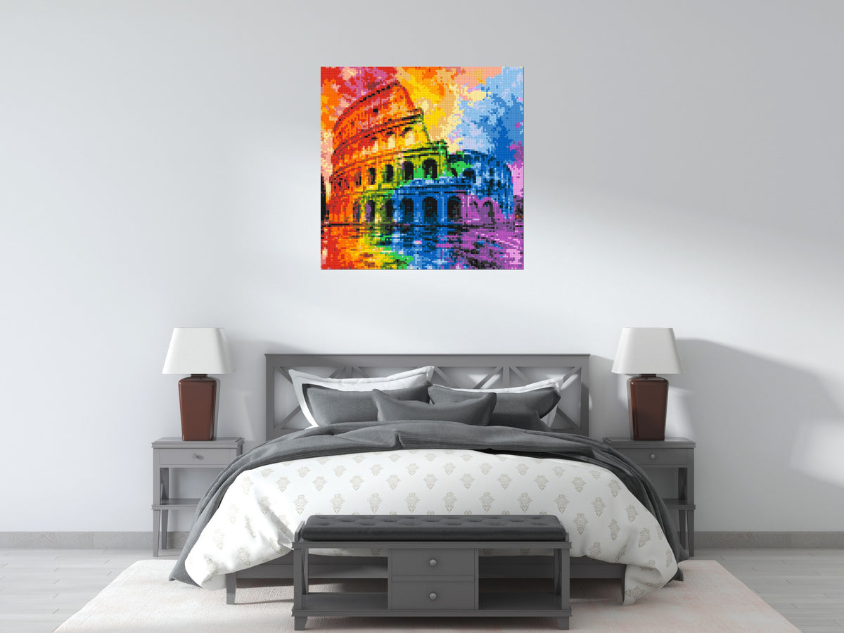 Rome Colosseum Vibrant Watercolor Art - Brick Art Mosaic Kit 5x5 large