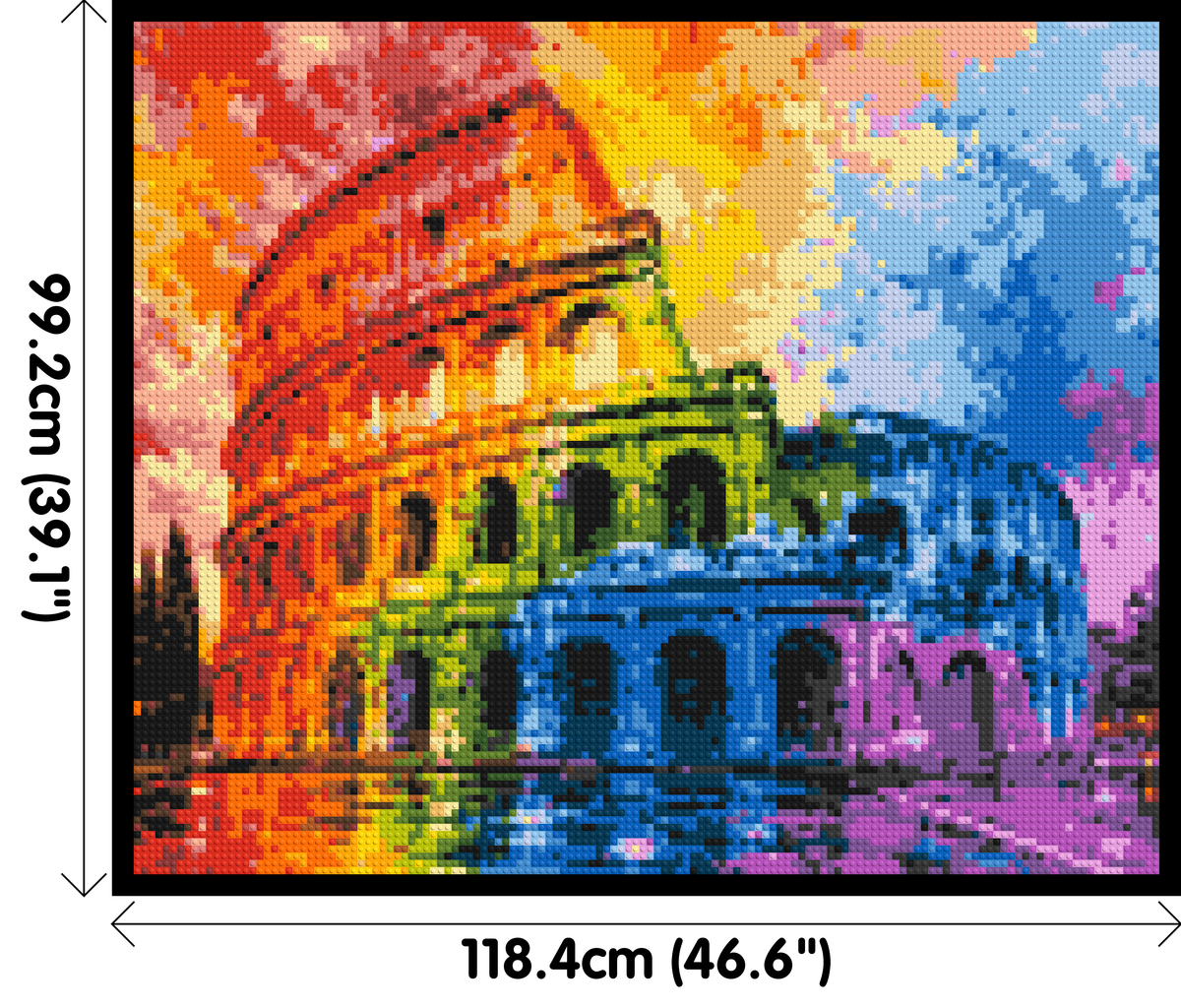 Rome Colosseum Vibrant Watercolor Art - Brick Art Mosaic Kit 6x5 dimensions with frame