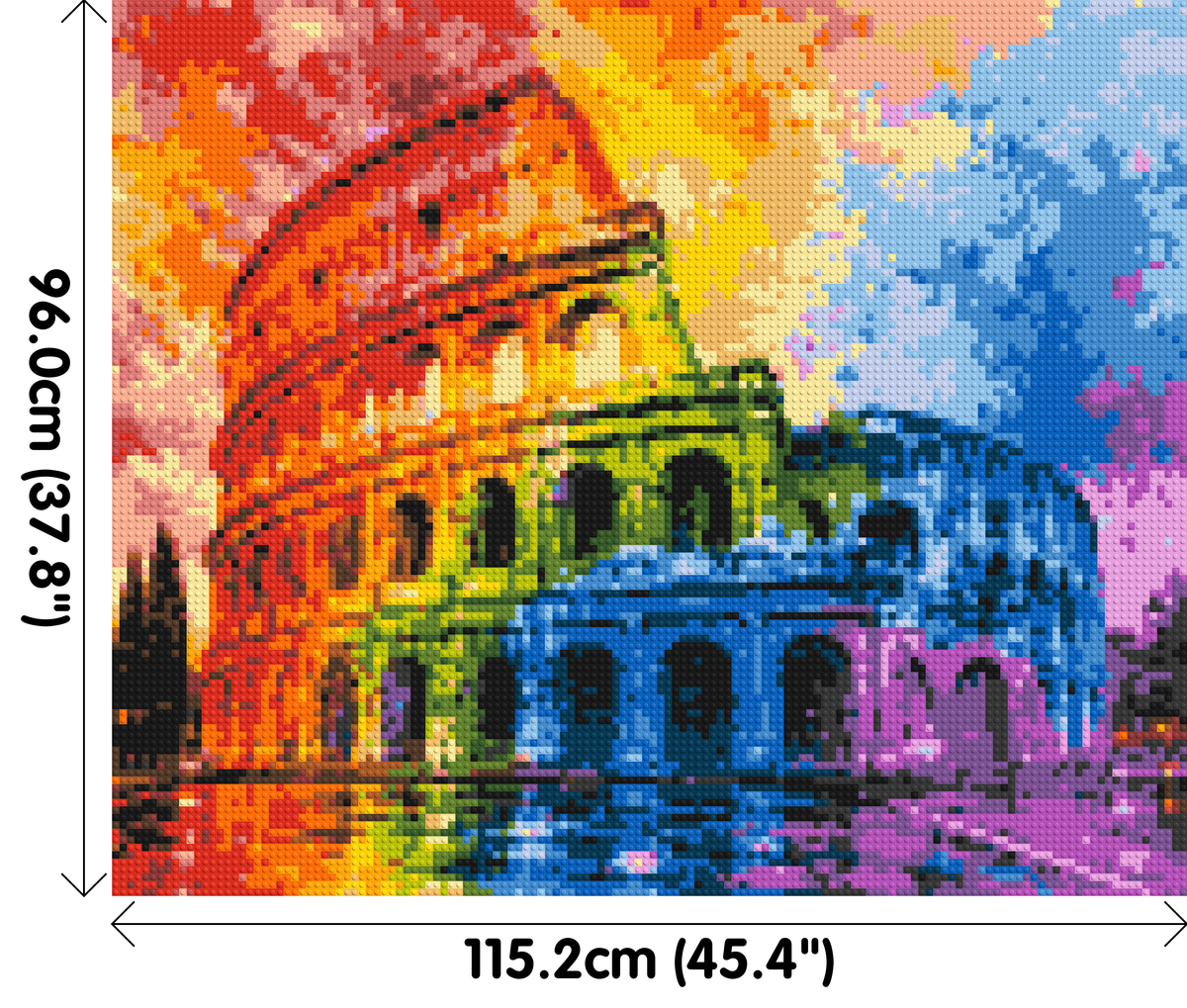 Rome Colosseum Vibrant Watercolor Art - Brick Art Mosaic Kit 6x5 dimensions