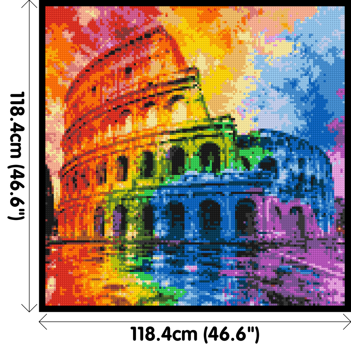 Rome Colosseum Vibrant Watercolor Art - Brick Art Mosaic Kit 6x6 large