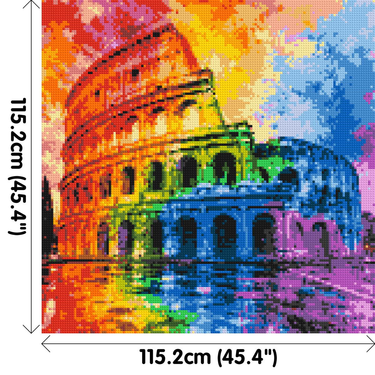 Rome Colosseum Vibrant Watercolor Art - Brick Art Mosaic Kit 6x6 dimensions