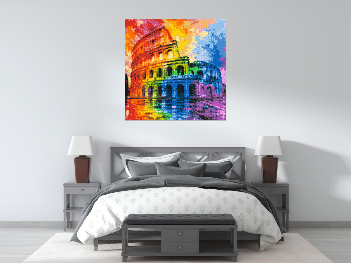 Rome Colosseum Vibrant Watercolor Art - Brick Art Mosaic Kit 6x6 large