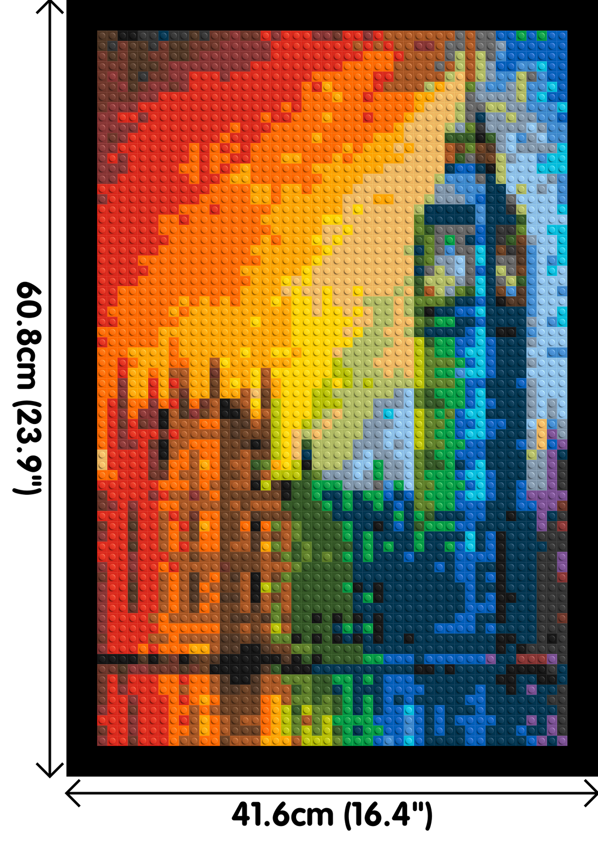 London's Big Ben Vibrant Post-Impressionist - Brick Art Mosaic Kit 2x3 dimensions with frame