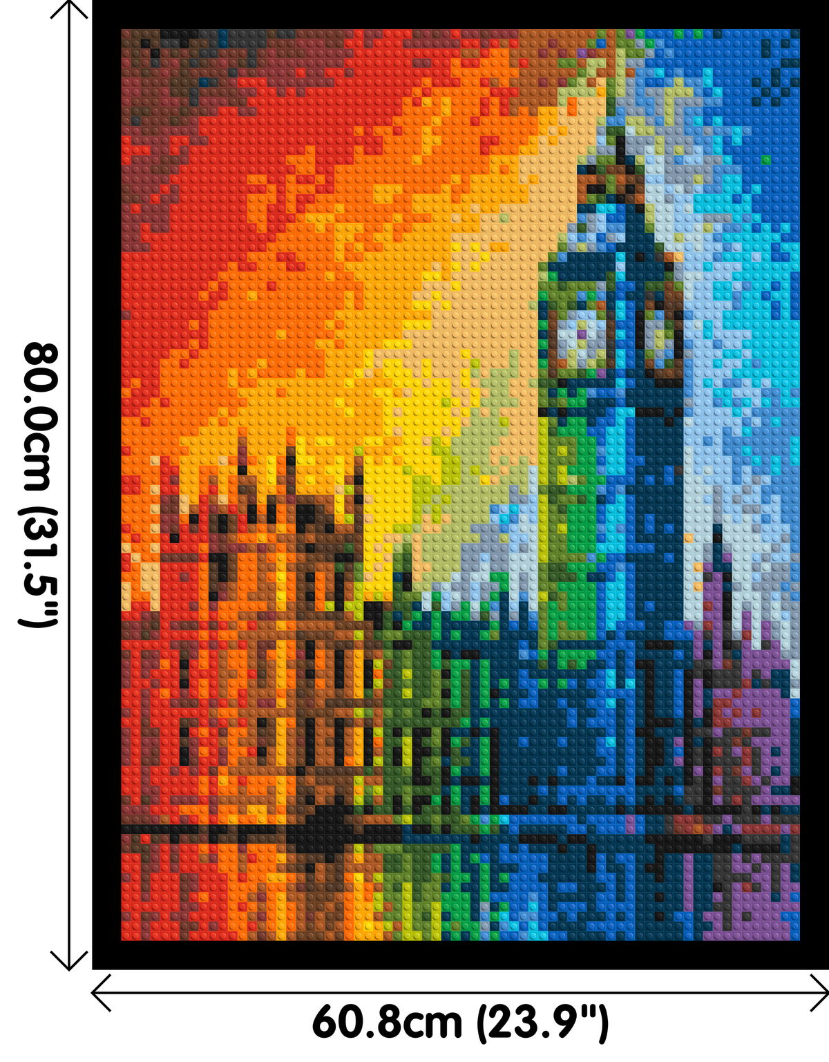 London's Big Ben Vibrant Post-Impressionist - Brick Art Mosaic Kit 3x4 dimensions with frame