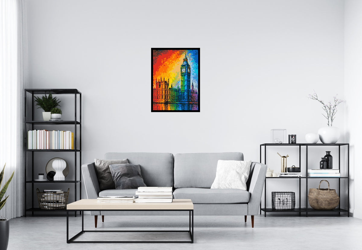 London's Big Ben Vibrant Post-Impressionist - Brick Art Mosaic Kit 3x4 large