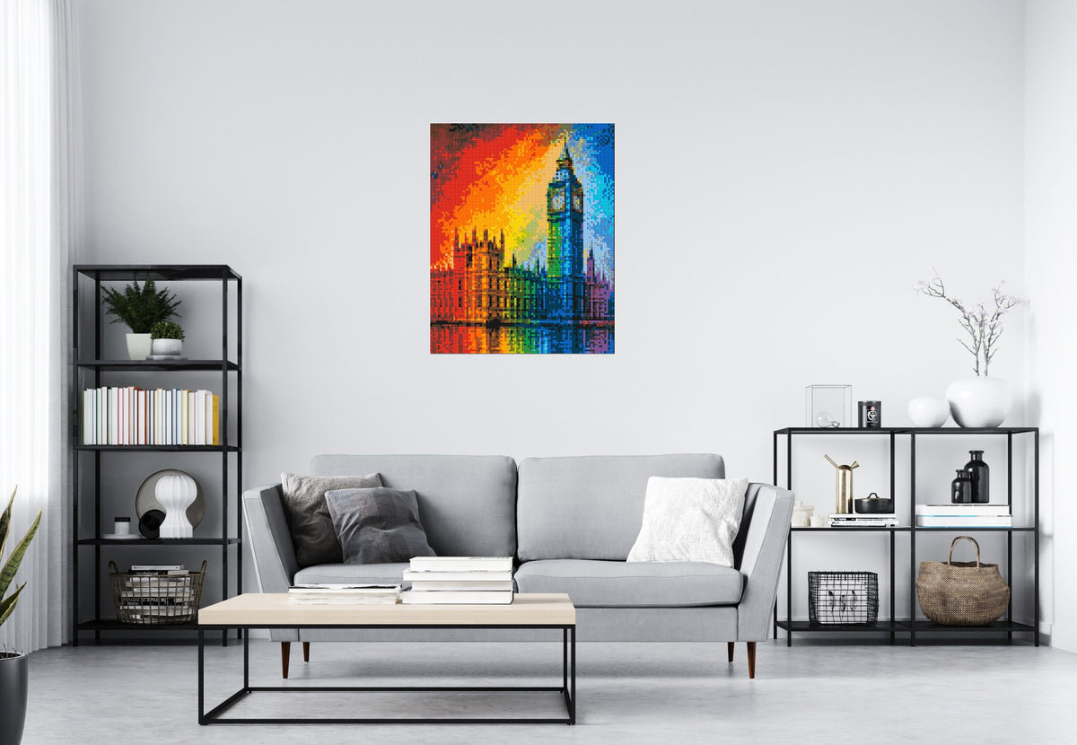 London's Big Ben Vibrant Post-Impressionist - Brick Art Mosaic Kit 4x5 scene