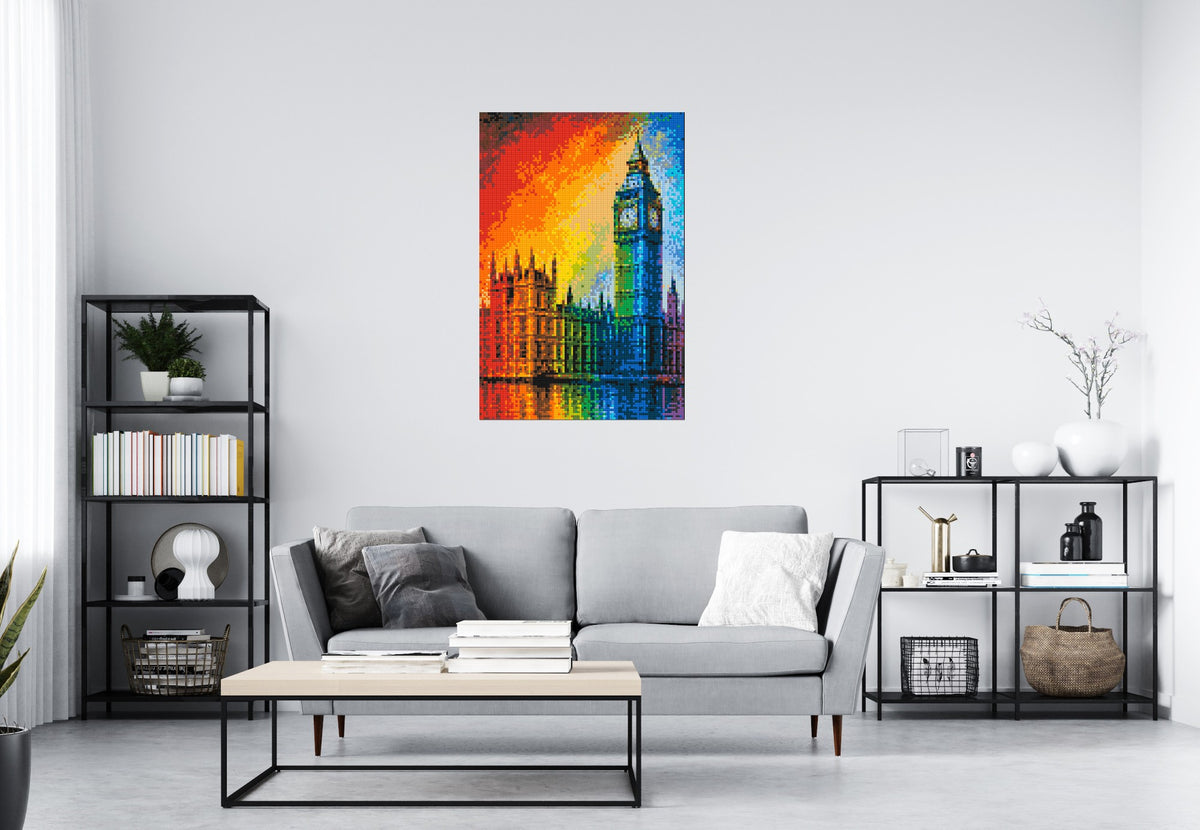 London's Big Ben Vibrant Post-Impressionist - Brick Art Mosaic Kit 4x6 large