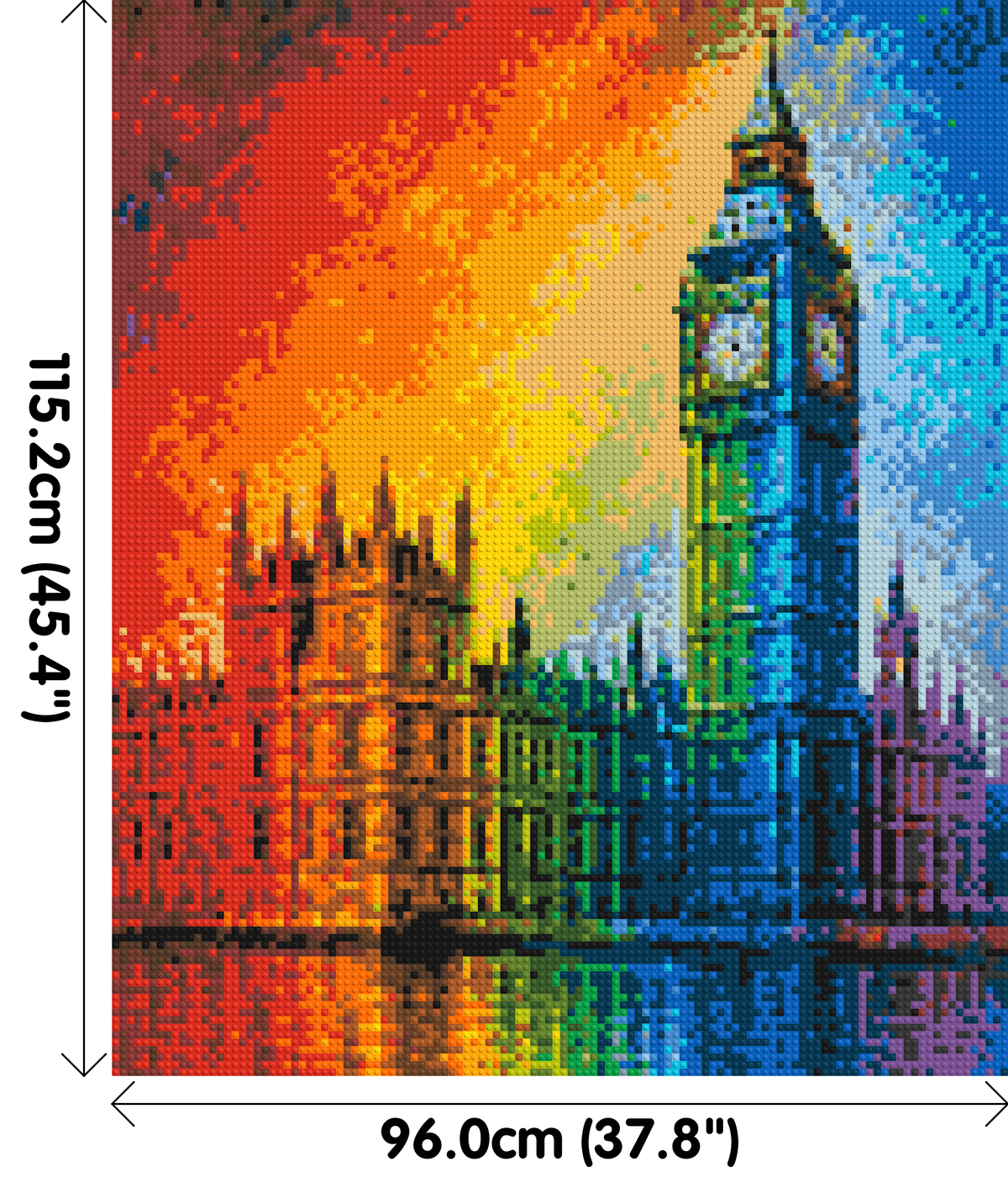 London's Big Ben Vibrant Post-Impressionist - Brick Art Mosaic Kit 5x6 dimensions