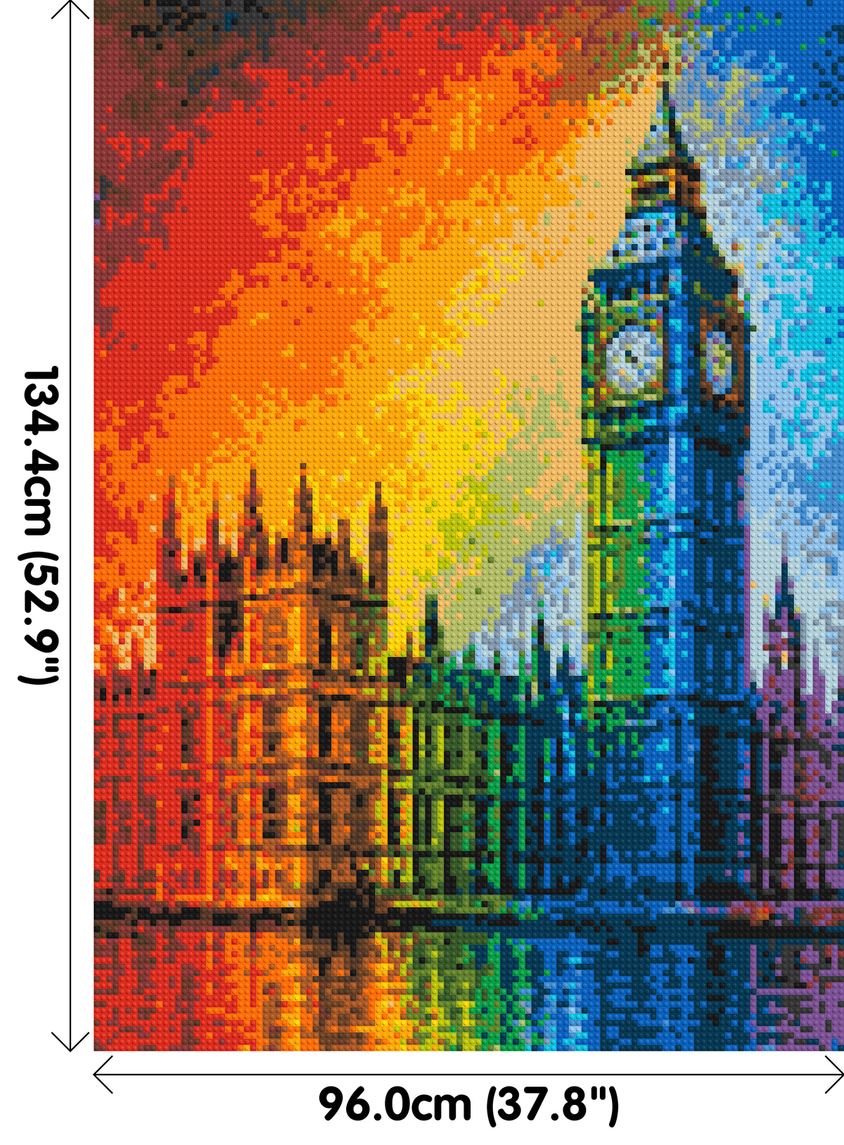 London's Big Ben Vibrant Post-Impressionist - Brick Art Mosaic Kit 5x7 dimensions