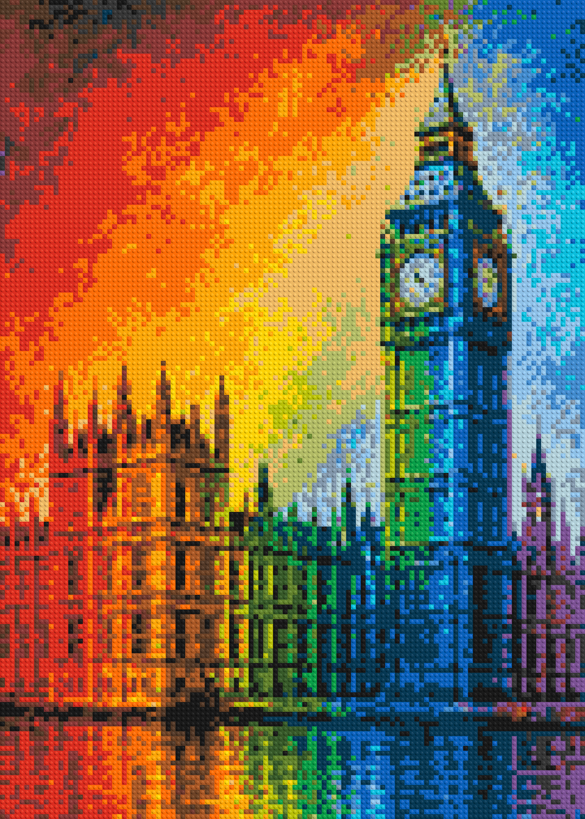 London's Big Ben Vibrant Post-Impressionist - Brick Art Mosaic Kit 5x7 large