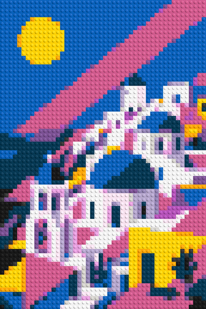 Santorini Geometric Pop Art - Brick Art Mosaic Kit 2x3 large