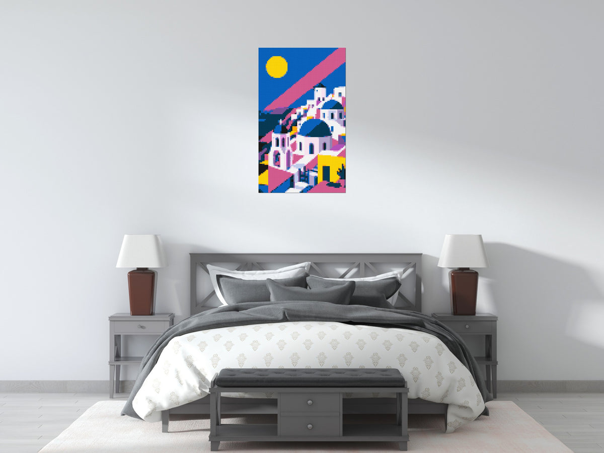 Santorini Geometric Pop Art - Brick Art Mosaic Kit 3x5 large