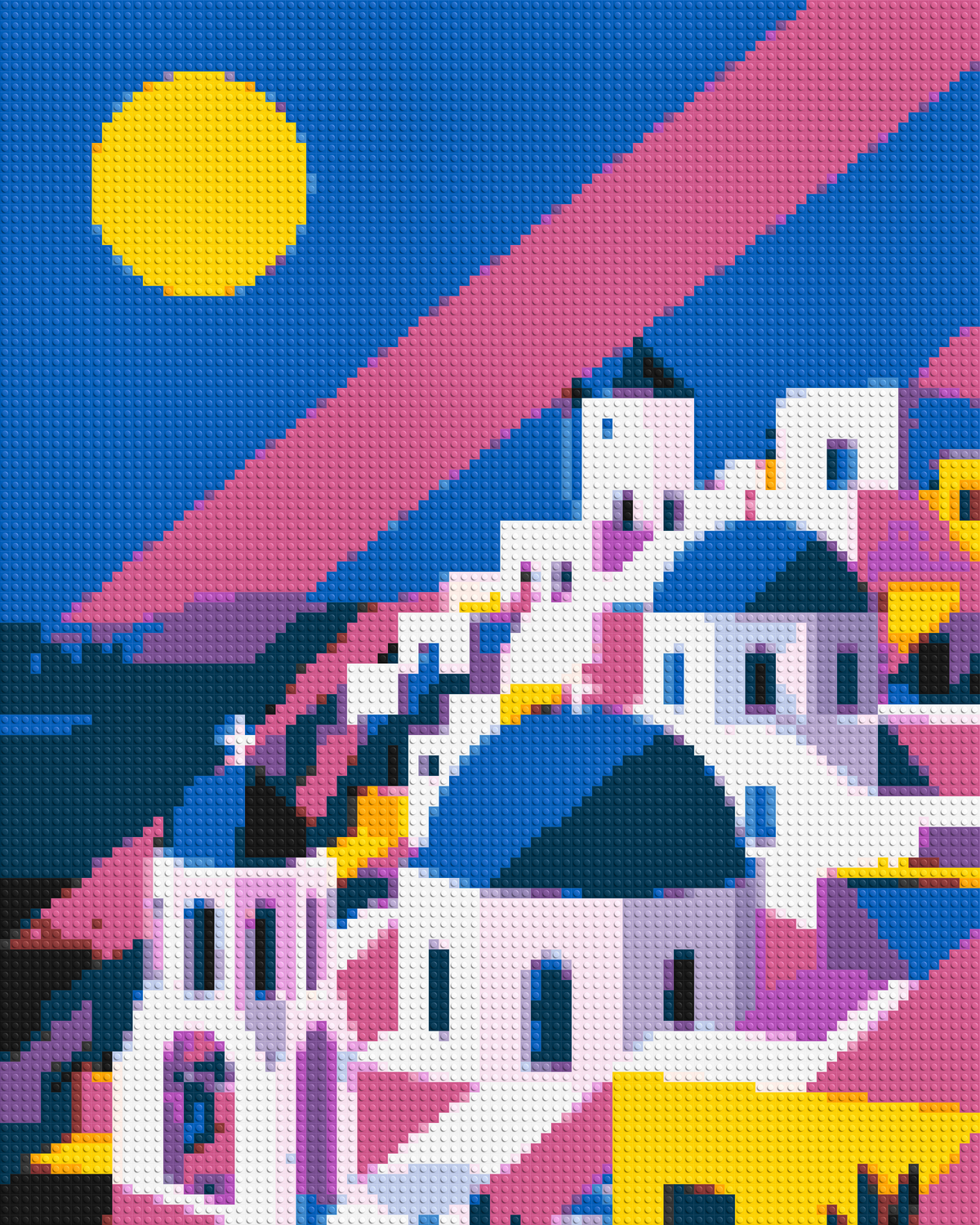 Santorini Geometric Pop Art - Brick Art Mosaic Kit 4x5 large