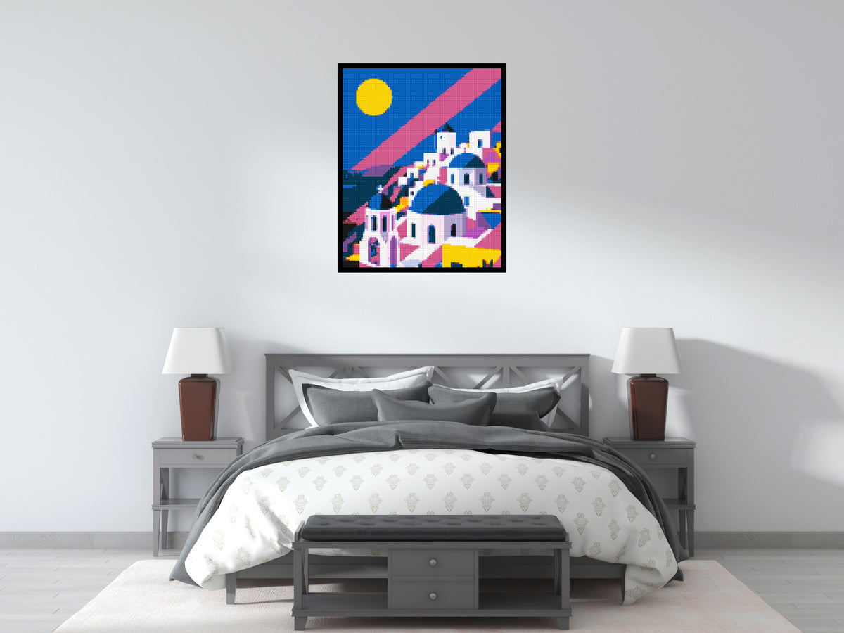 Santorini Geometric Pop Art - Brick Art Mosaic Kit 4x5 large