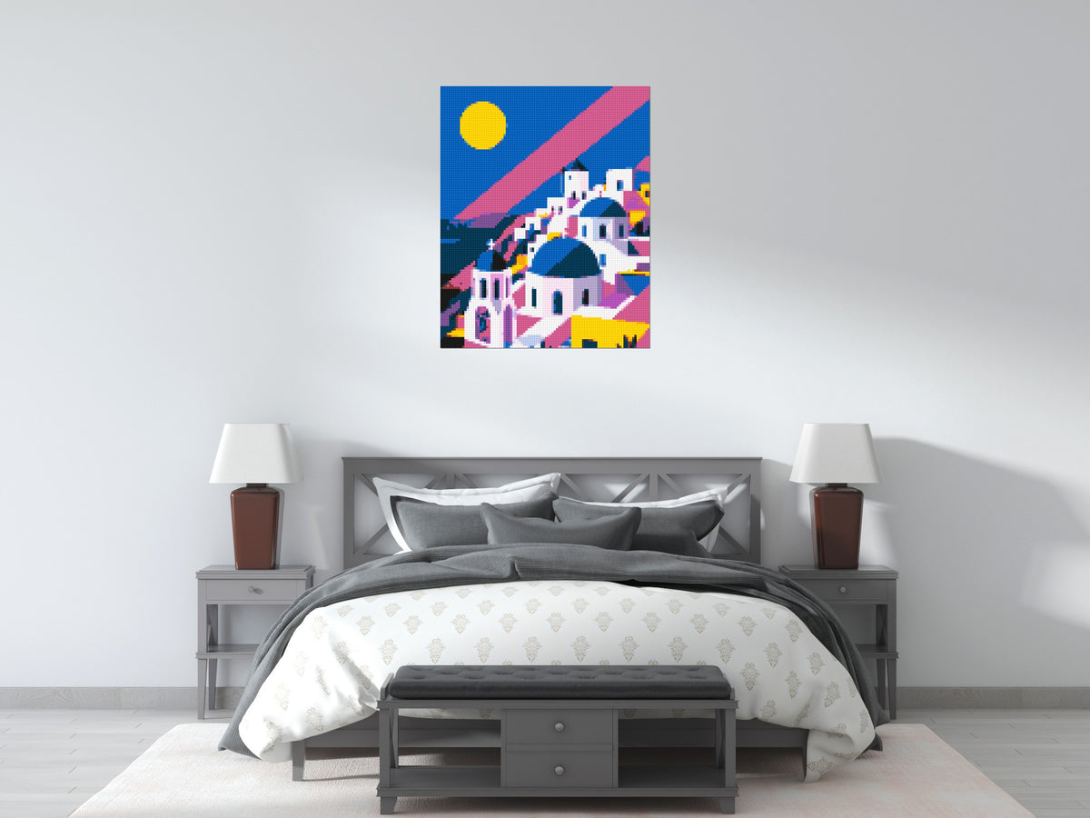 Santorini Geometric Pop Art - Brick Art Mosaic Kit 4x5 large