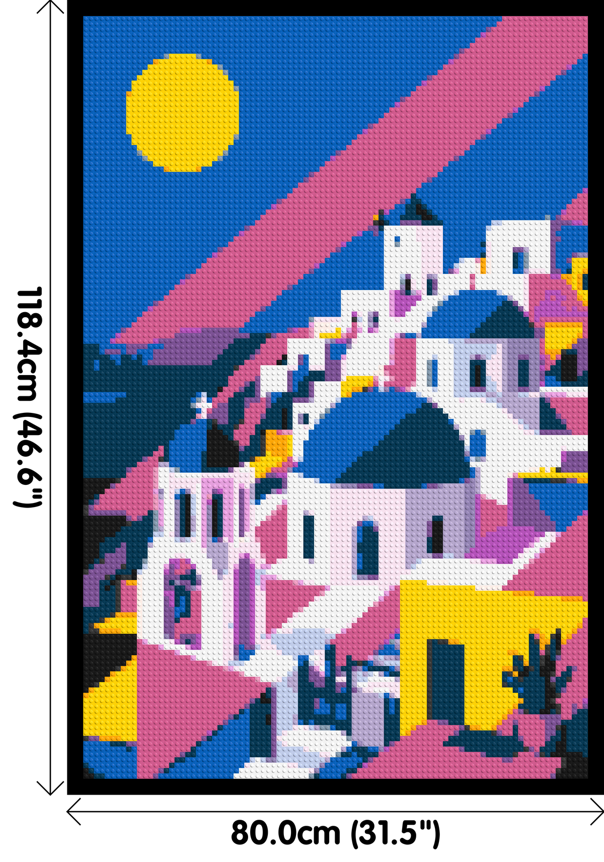 Santorini Geometric Pop Art - Brick Art Mosaic Kit 4x6 dimensions with frame