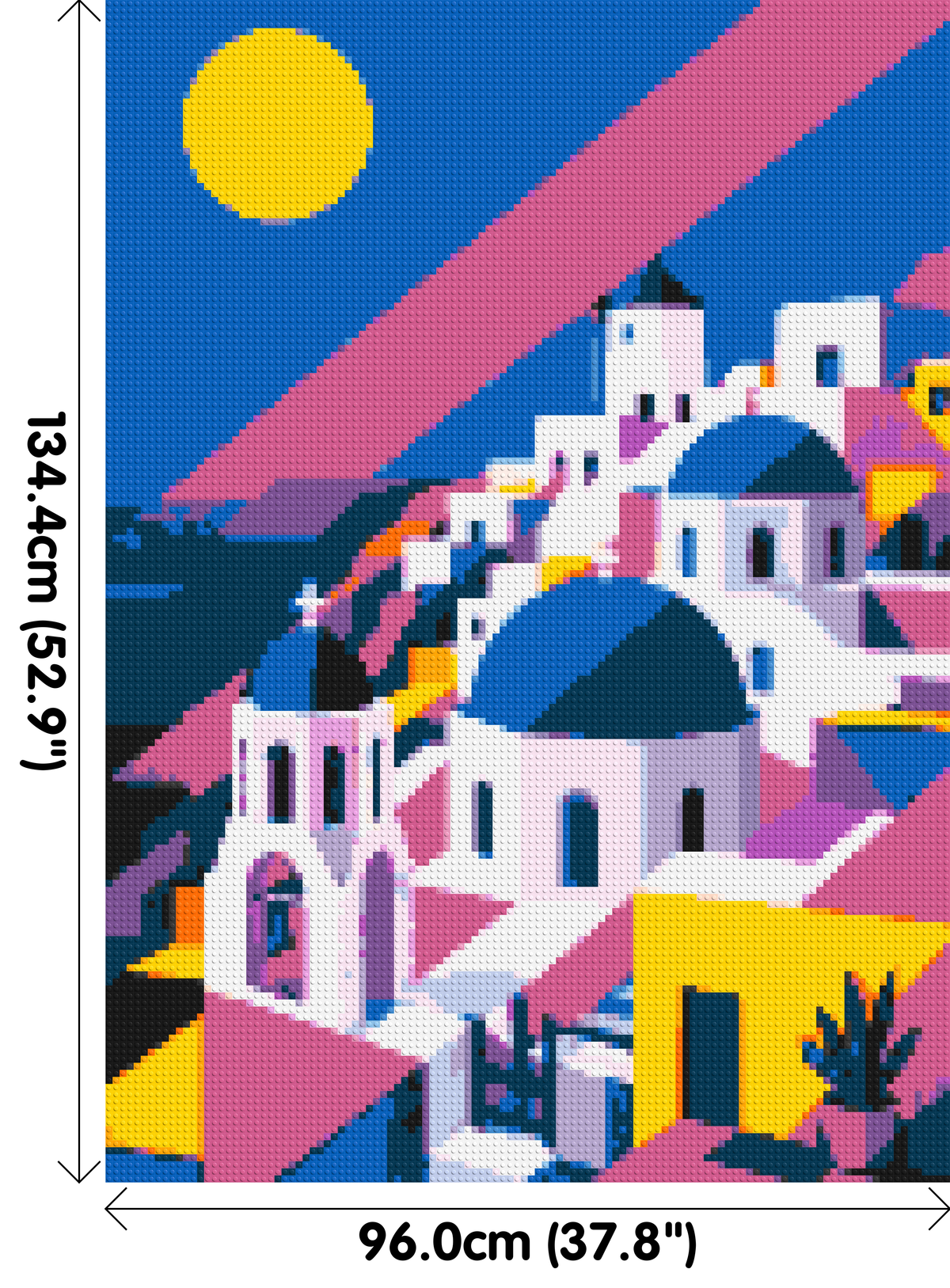 Santorini Geometric Pop Art - Brick Art Mosaic Kit 5x7 dimensions