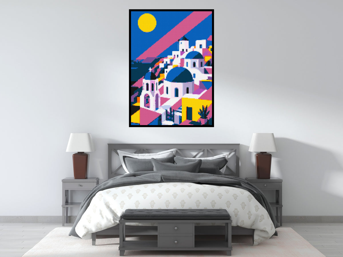 Santorini Geometric Pop Art - Brick Art Mosaic Kit 5x7 large