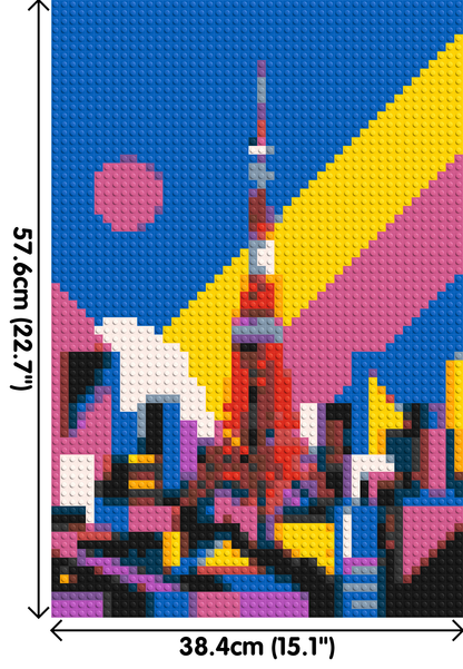 Tokyo Tower Geometric Pop Art - Brick Art Mosaic Kit 2x3 large