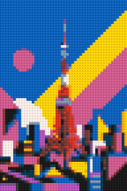 Tokyo Tower Geometric Pop Art - Brick Art Mosaic Kit 2x3 large