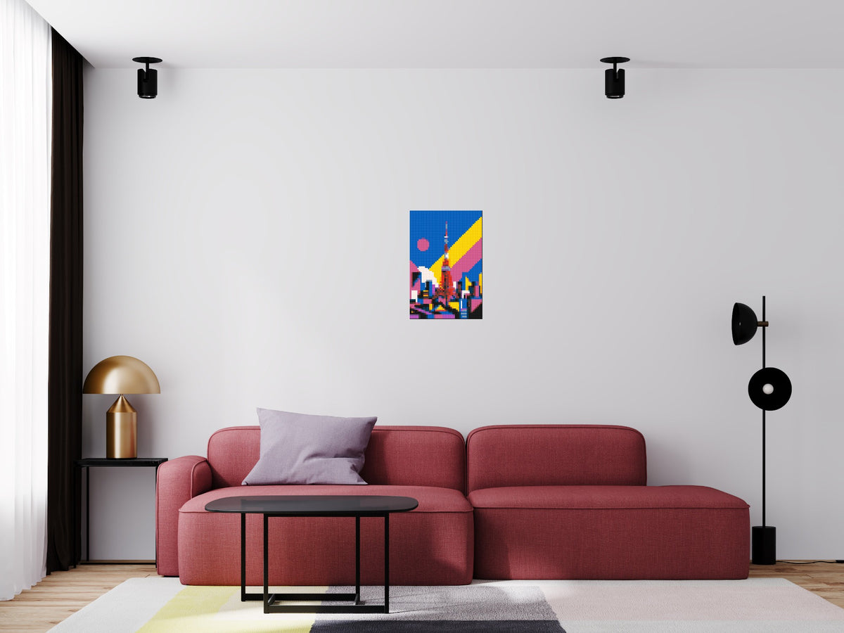 Tokyo Tower Geometric Pop Art - Brick Art Mosaic Kit 2x3 large