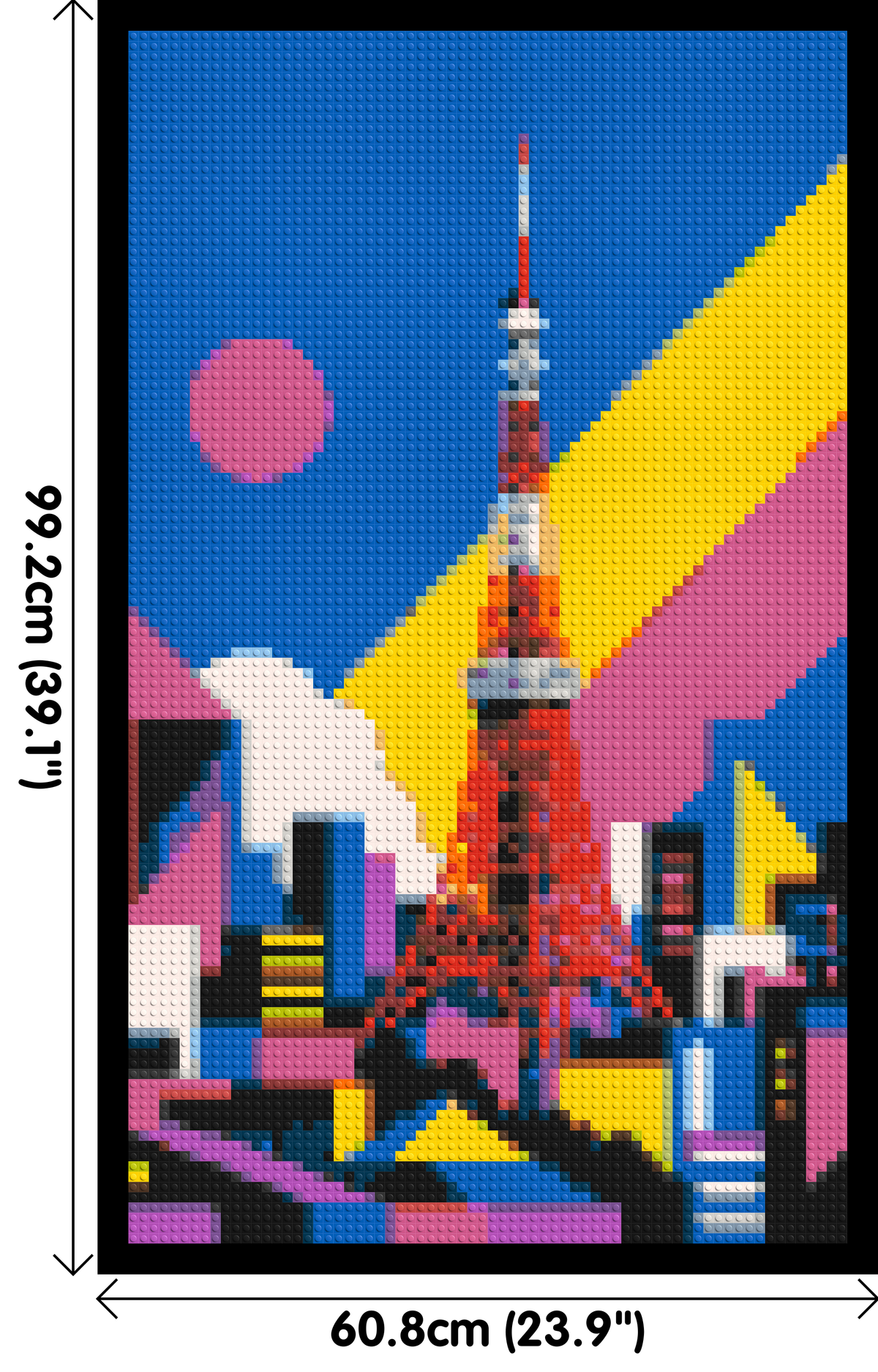 Tokyo Tower Geometric Pop Art - Brick Art Mosaic Kit 3x5 dimensions with frame