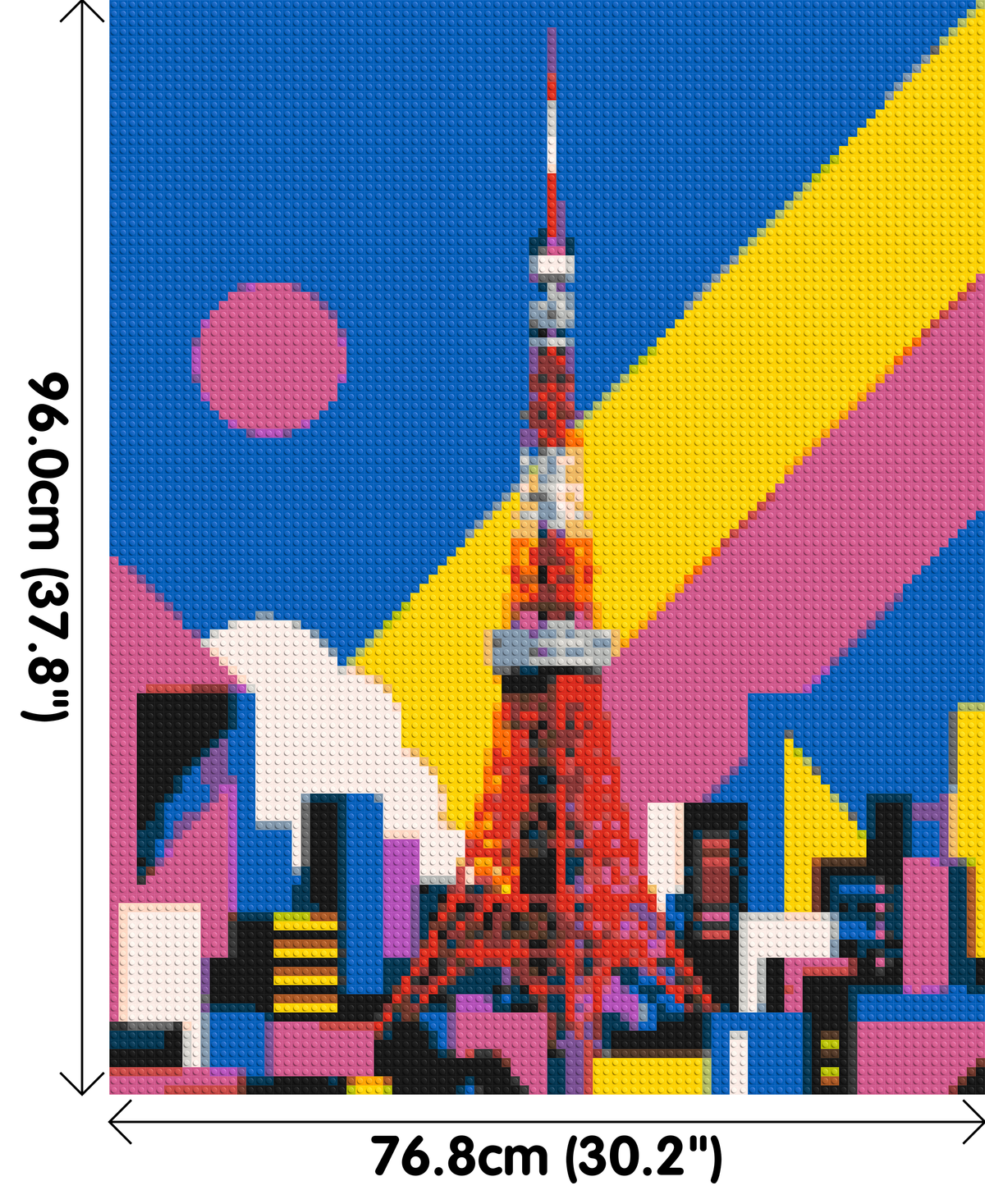 Tokyo Tower Geometric Pop Art - Brick Art Mosaic Kit 4x5 dimensions