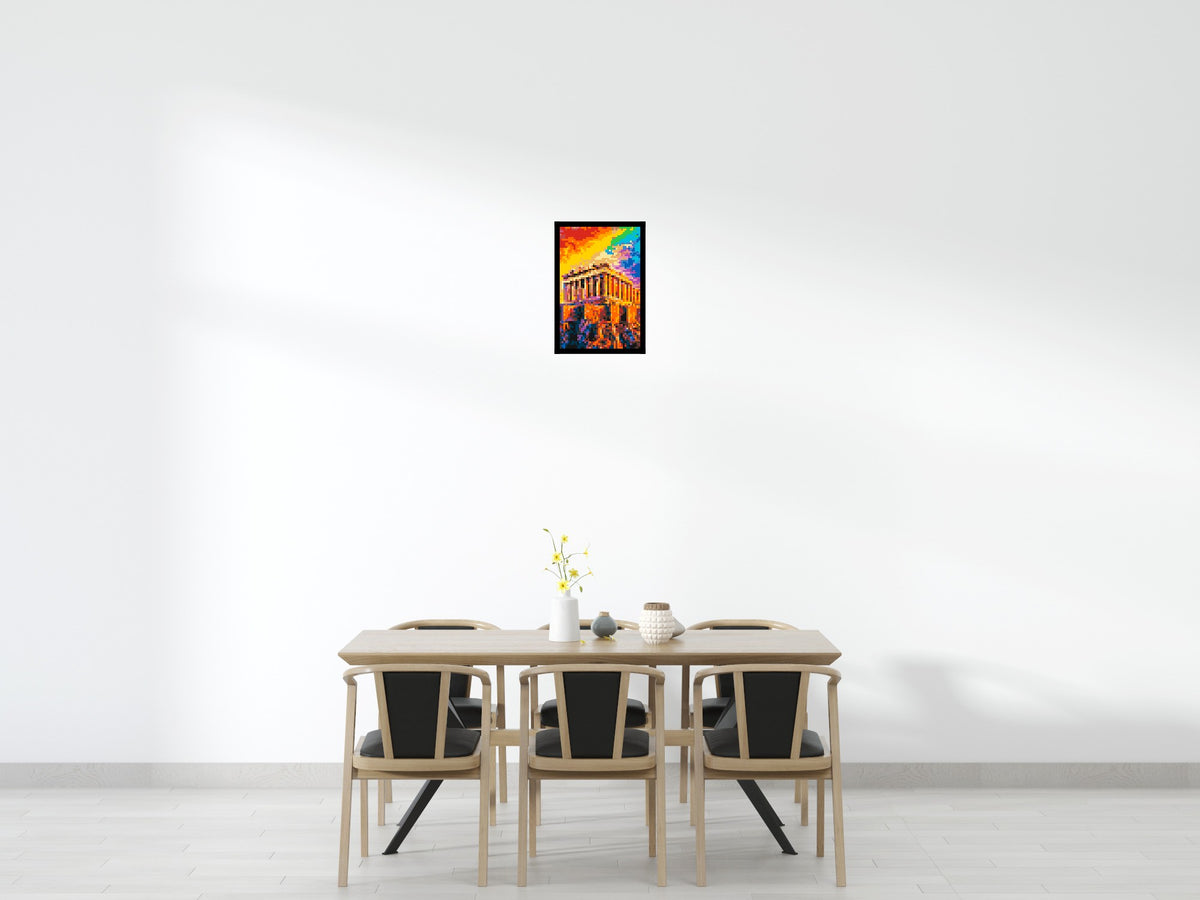 Athens Parthenon Vibrant Post-Impressionist - Brick Art Mosaic Kit 2x3 scene with frame