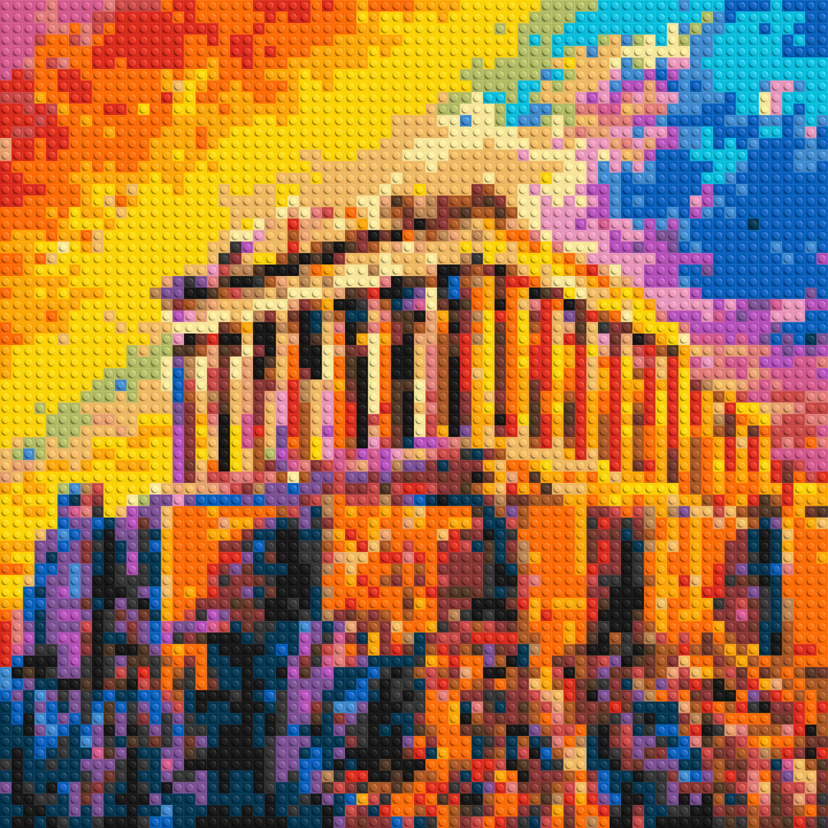Athens Parthenon Vibrant Post-Impressionist - Brick Art Mosaic Kit 3x3 large