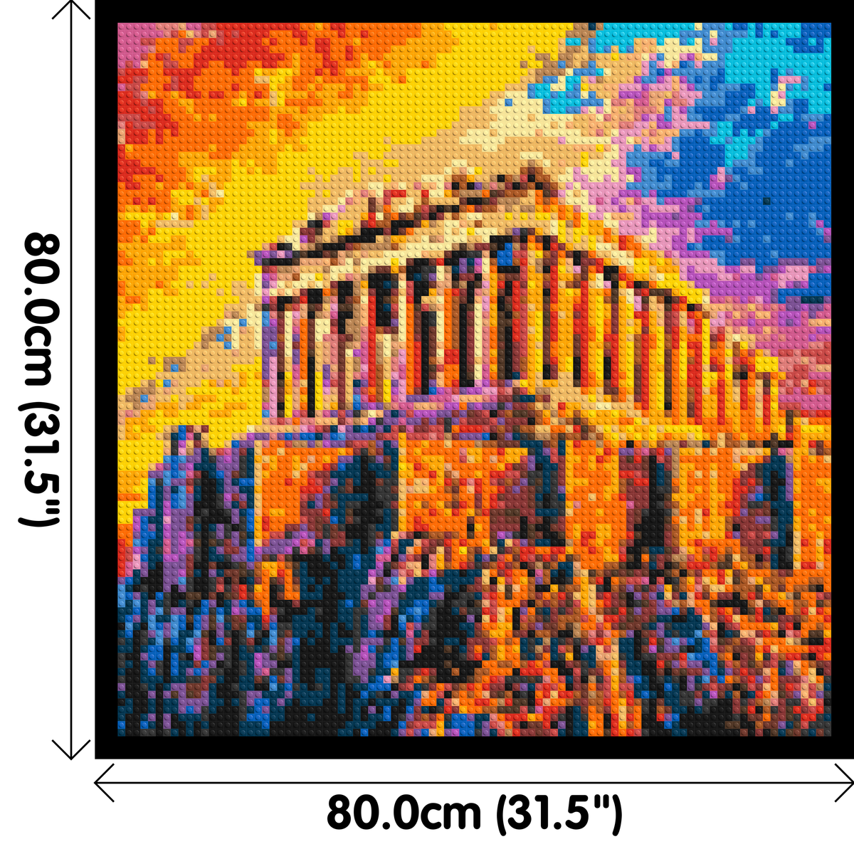 Athens Parthenon Vibrant Post-Impressionist - Brick Art Mosaic Kit 4x4 dimensions with frame