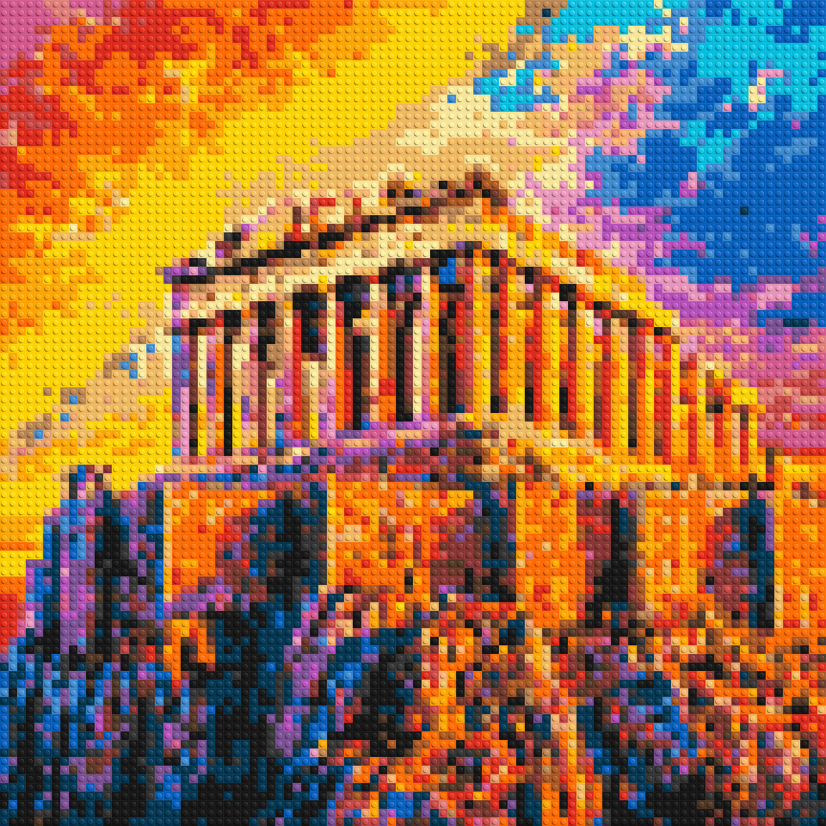 Athens Parthenon Vibrant Post-Impressionist - Brick Art Mosaic Kit 4x4 large