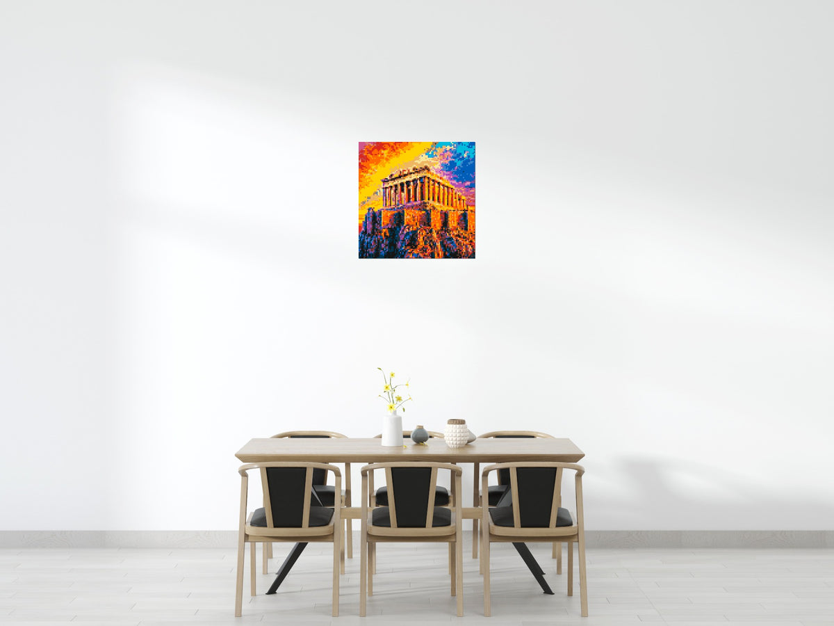 Athens Parthenon Vibrant Post-Impressionist - Brick Art Mosaic Kit 4x4 scene