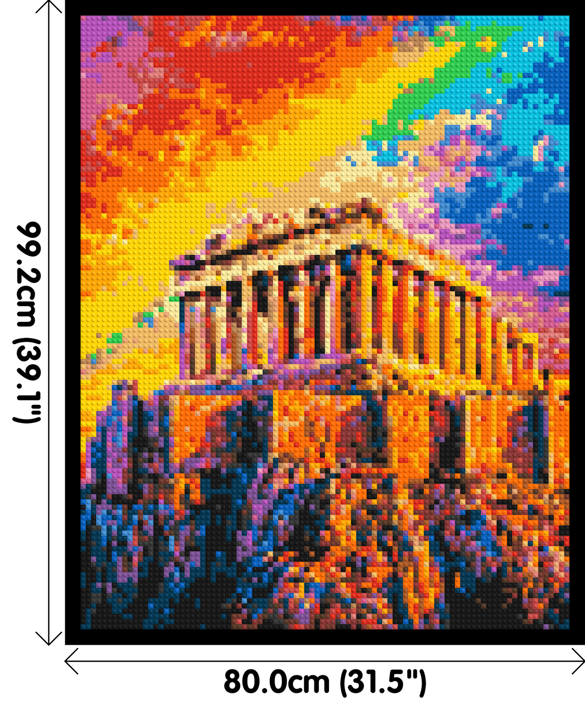 Athens Parthenon Vibrant Post-Impressionist - Brick Art Mosaic Kit 4x5 dimensions with frame