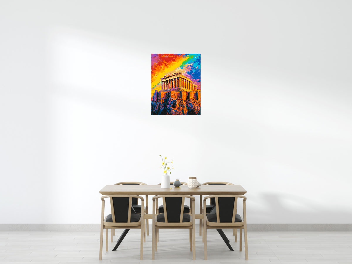 Athens Parthenon Vibrant Post-Impressionist - Brick Art Mosaic Kit 4x5 scene