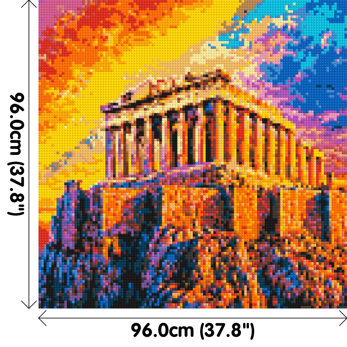 Athens Parthenon Vibrant Post-Impressionist - Brick Art Mosaic Kit 5x5 dimensions