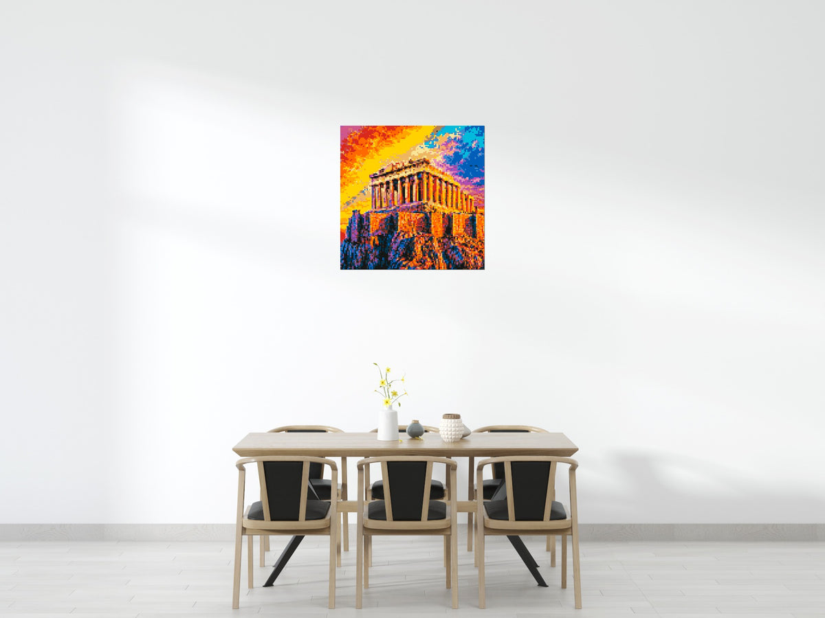 Athens Parthenon Vibrant Post-Impressionist - Brick Art Mosaic Kit 5x5 scene