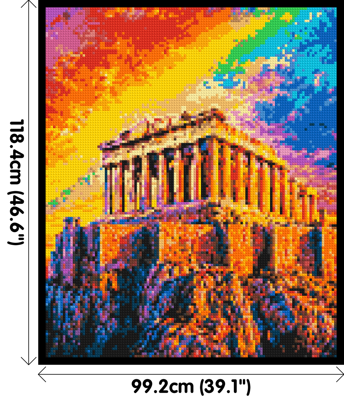 Athens Parthenon Vibrant Post-Impressionist - Brick Art Mosaic Kit 5x6 dimensions with frame