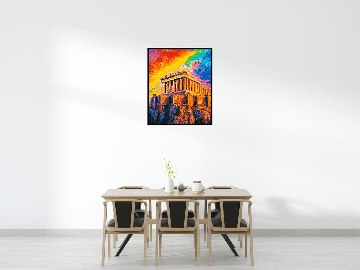 Athens Parthenon Vibrant Post-Impressionist - Brick Art Mosaic Kit 5x6 large
