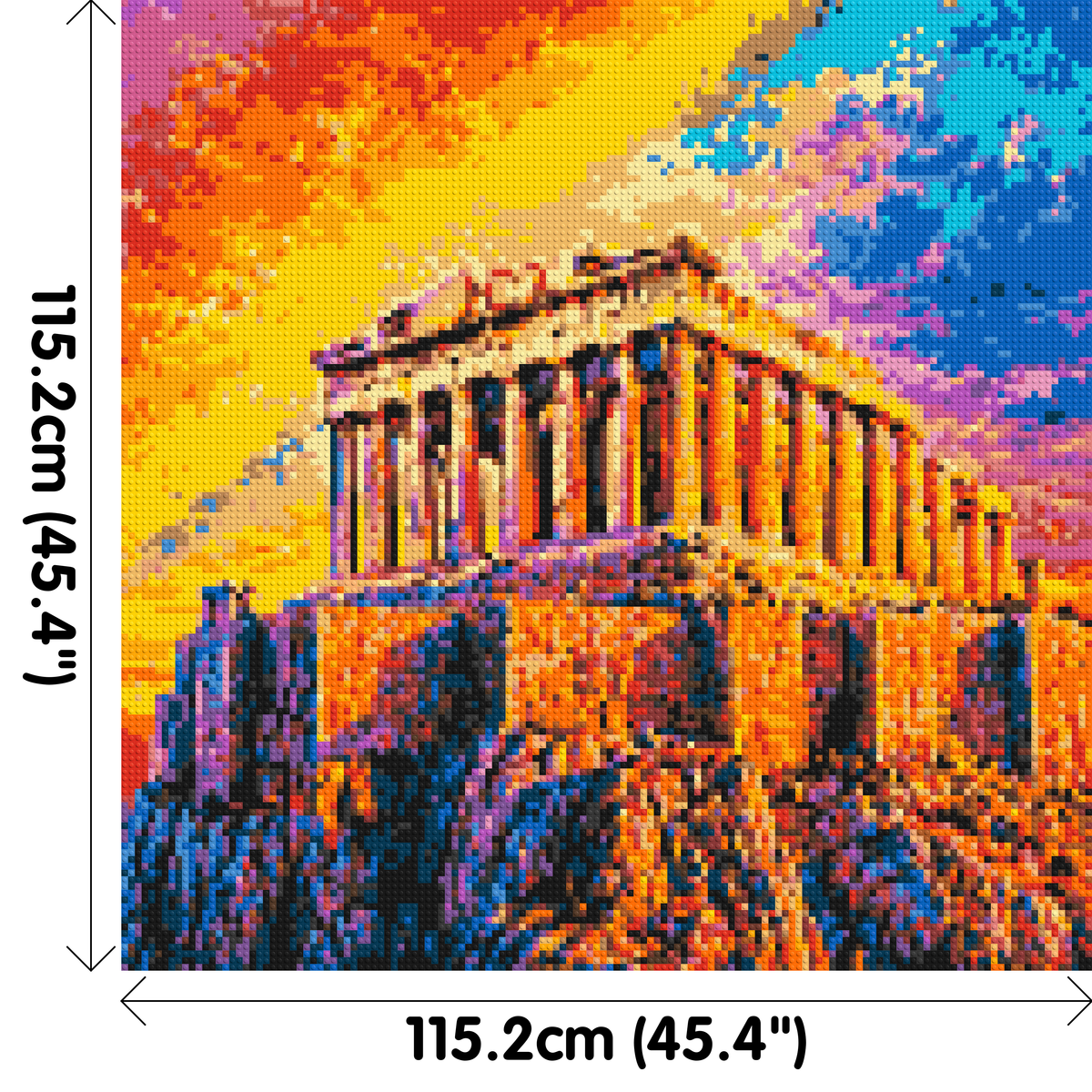 Athens Parthenon Vibrant Post-Impressionist - Brick Art Mosaic Kit 6x6 large