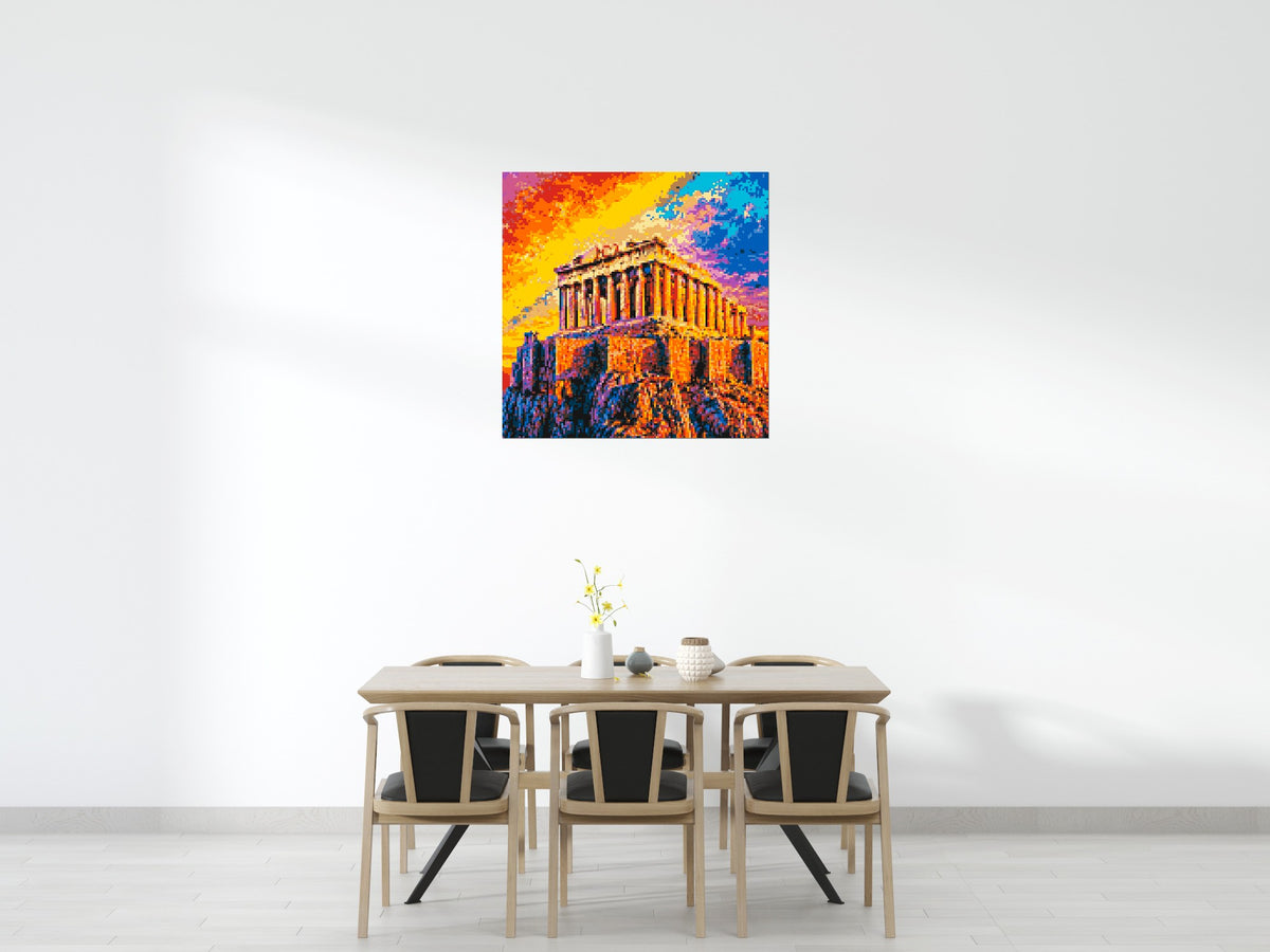 Athens Parthenon Vibrant Post-Impressionist - Brick Art Mosaic Kit 6x6 scene